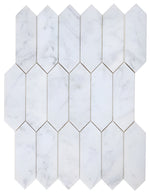 Sapphire Carrara Honed Elongated Hexagon Marble Mosaic Tile-Marble Mosaic-American Tile Depot