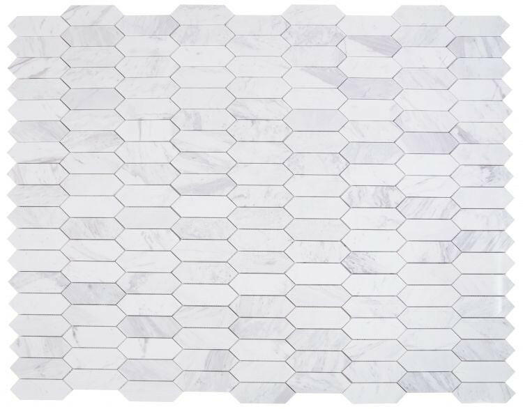 Sapphire White Polished Elongated Hexagon Marble Mosaic Tile-Marble Mosaic-American Tile Depot