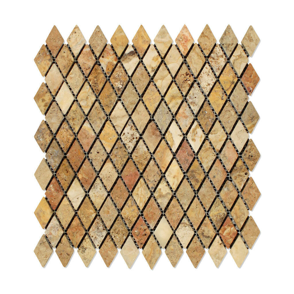 Scabos Travertine 1" Diamond Tumbled Mosaic Tile-Travertine Mosaic-American Tile Depot