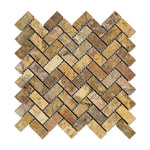 Scabos Travertine Tumbled 1 X 2 Herringbone Mosaic Tile-Travertine Mosaic-American Tile Depot