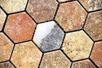 Scabos Travertine Tumbled 2'' Hexagon Mosaic Tile-Travertine Mosaic-American Tile Depot