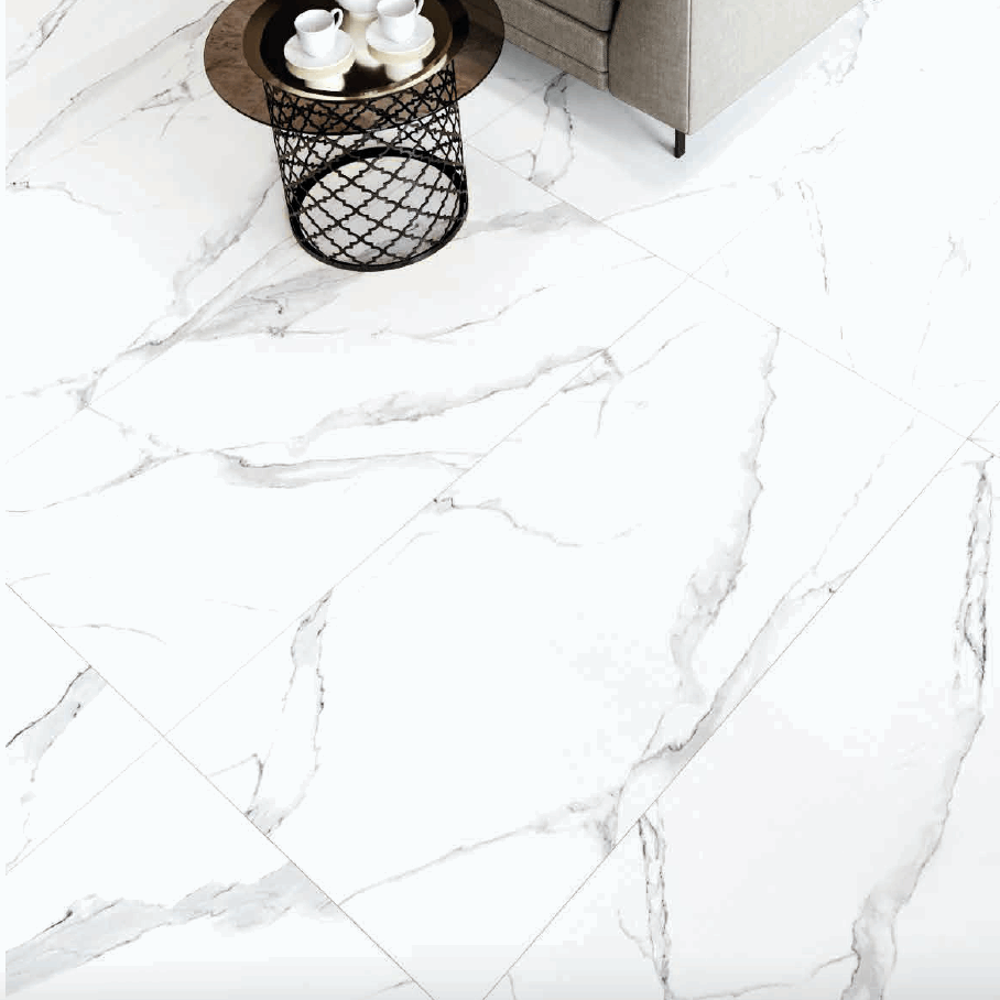 12 X 24 Calacatta Pearl Polished Marble Look Porcelain Tile