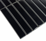 Gio Black Glossy 1" X 6" Stacked Linear Porcelain Mosaic Tile