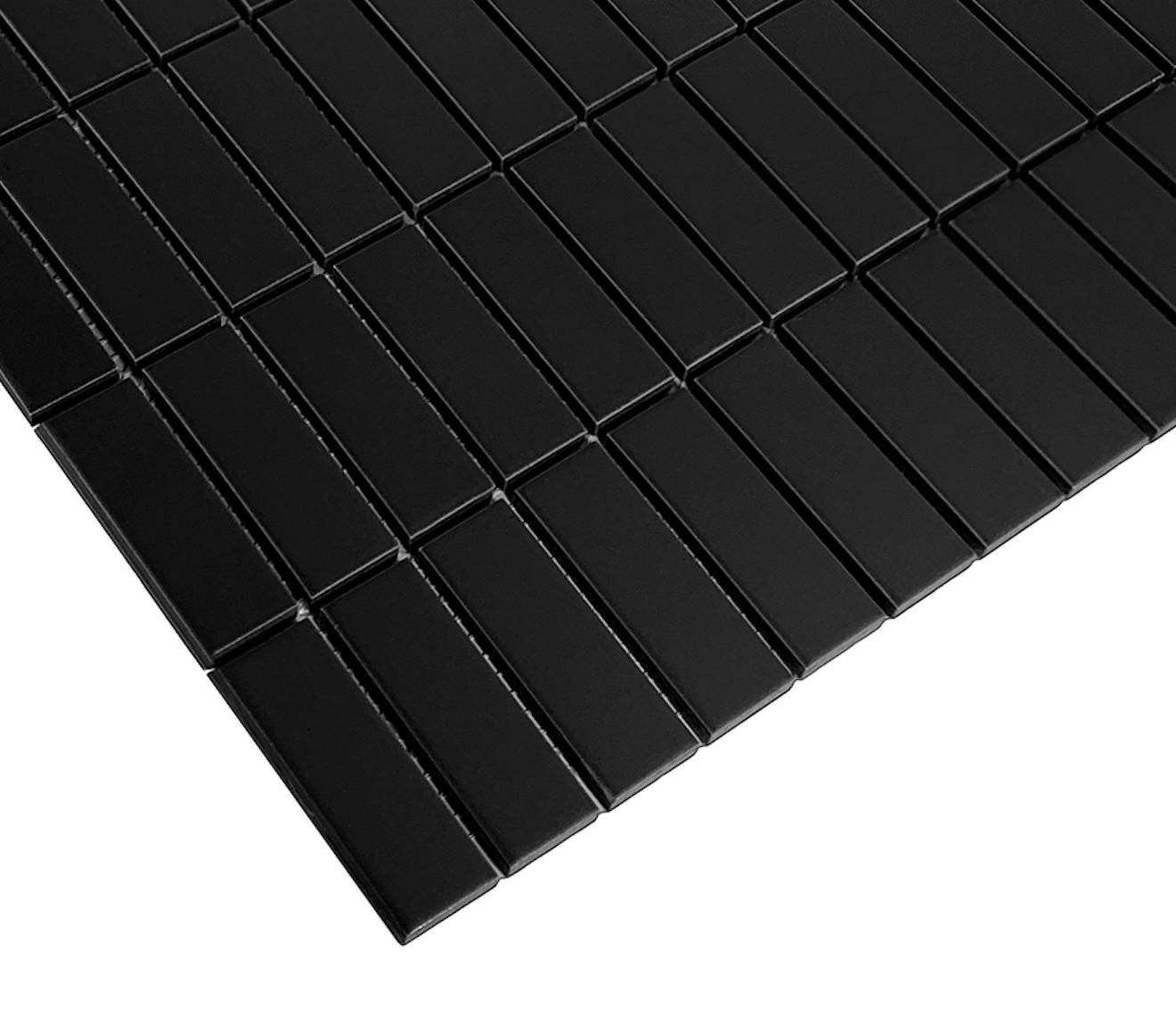 Gio Black Matte 1" X 3" Stacked Linear Porcelain Mosaic Tile