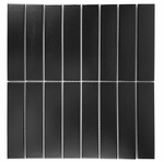 Gio Black Matte 1.25" X 6" Stacked Linear Porcelain Mosaic Tile