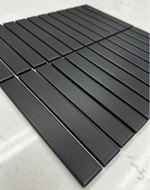 Gio Charcoal Black Matte 1" X 6" Stacked Linear Non-Slip Porcelain Mosaic Tile-Porcelain Mosaic-American Tile Depot