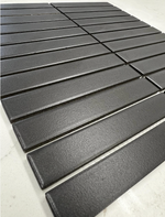 Gio Charcoal Black Matte 1" X 6" Stacked Linear Non-Slip Porcelain Mosaic Tile-Porcelain Mosaic-American Tile Depot