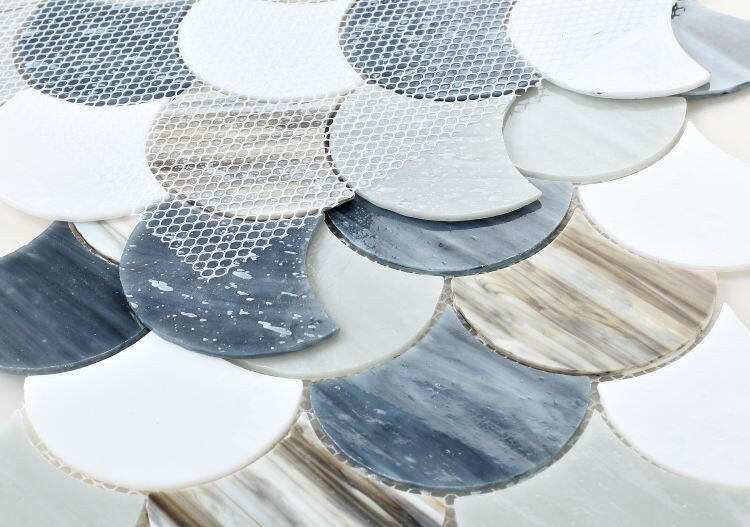 Seashell Beach Scale Glass Mosaic Tile-Glass Mosaic-American Tile Depot