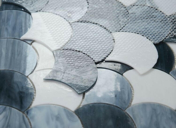 Seashell Grey Scale Glass Mosaic Tile-Glass Mosaic-American Tile Depot