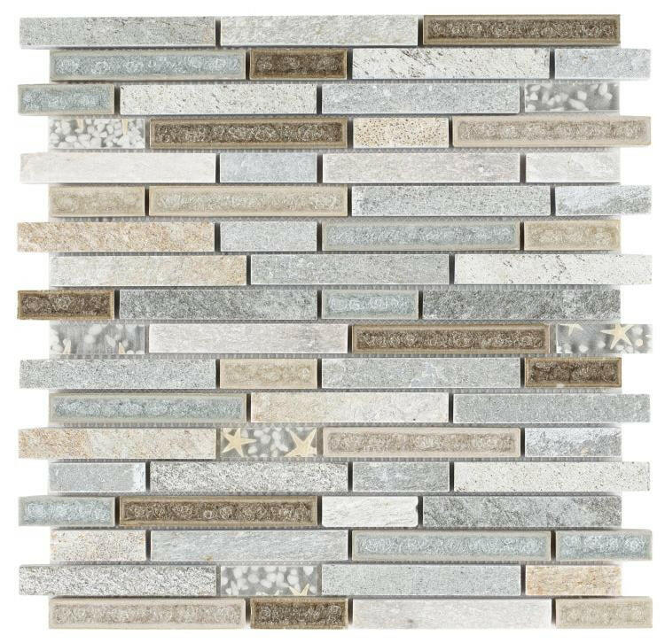 Selene Beach Stack Linear Mosaic Wall Tile-Mixed Mosaic-American Tile Depot