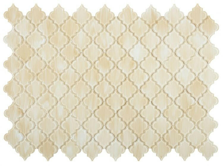 Sultan Beige Stroke Glossy Arabesque Glass Mosaic Tile-Glass Mosaic-American Tile Depot