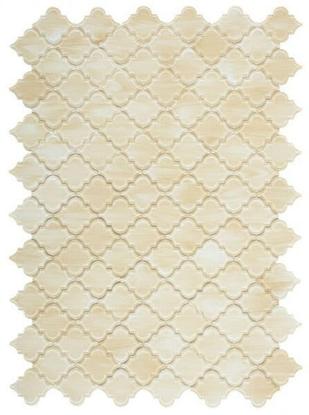 Sultan Beige Stroke Glossy Arabesque Glass Mosaic Tile-Glass Mosaic-American Tile Depot