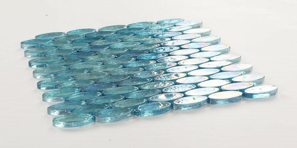 Summer Turquoise Oval Glass Mosaic Tile-Glass Mosaic-American Tile Depot