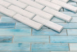 Summer Blue Linear Glass Mosaic Wall Tile