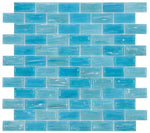 Sample of Summer Clear Blue Brick Glass Mosaic Tile-Sample-American Tile Depot