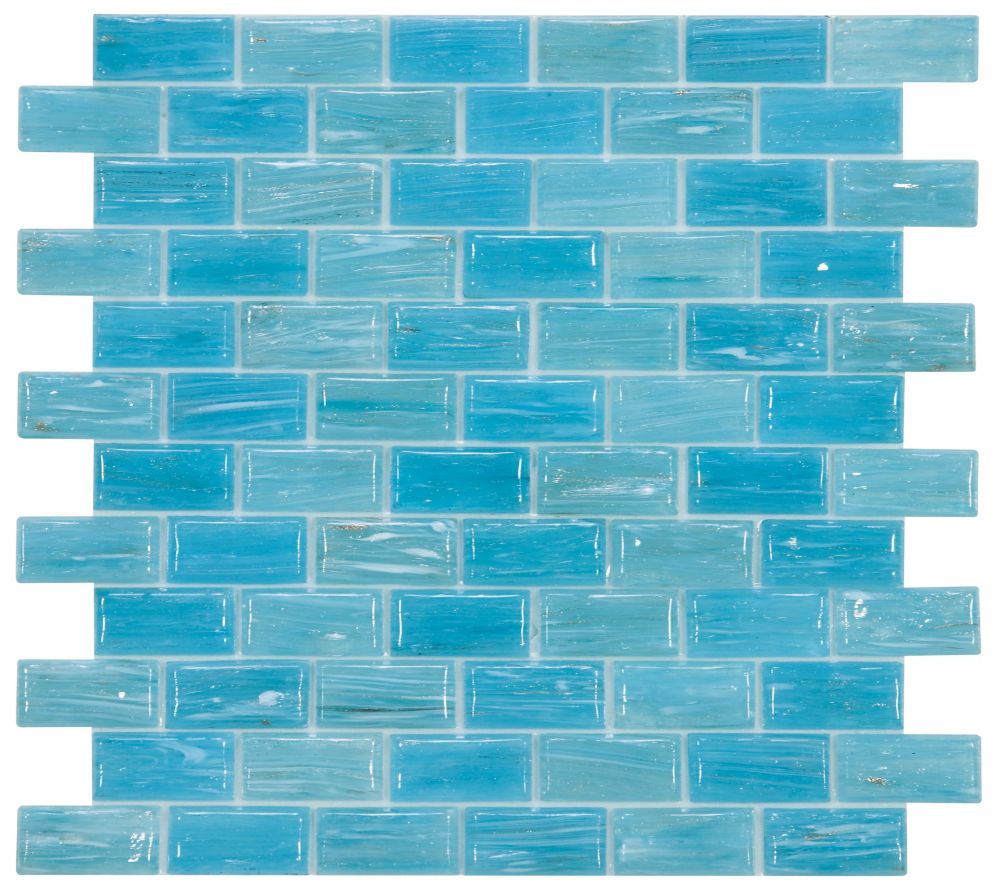 Sample of Summer Clear Blue Brick Glass Mosaic Tile-Sample-American Tile Depot