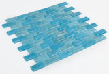 Summer Clear Blue Brick Glass Mosaic Tile