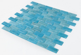 Summer Clear Blue Brick Glass Mosaic Tile