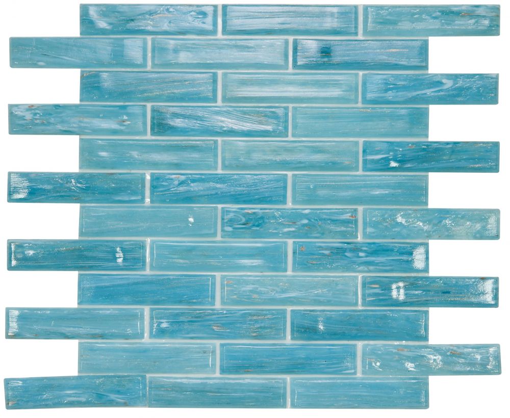 Sample of Summer Long Clear Blue Linear Glass Mosaic Tile-Sample-American Tile Depot