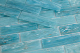 Summer Long Clear Blue Linear Glass Mosaic Tile