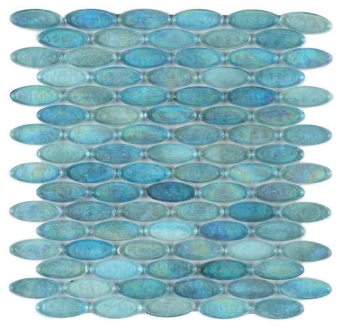 Summer Turquoise Oval Glass Mosaic Tile