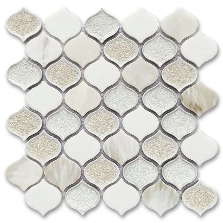 Oasis Calacatta Arabesque Mosaic Wall Tile-Mixed Mosaic-American Tile Depot