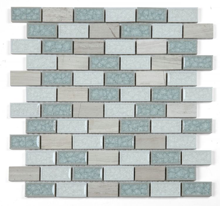 1 x 2 Garnet Brick Swiss Blue Mosaic Wall Tile-Mixed Mosaic-American Tile Depot