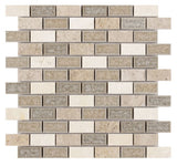 1 x 2 Garnet Brick Swiss Beige Mosaic Wall Tile