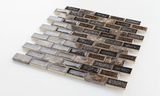 1 x 2 Garnet Brick Swiss Emperador Mosaic Wall Tile