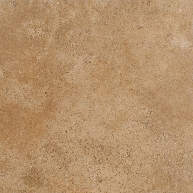 Sample of 18 X 18 Walnut Travertine Unfilled, Brushed & Chiseled Tile-Sample-American Tile Depot