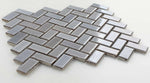 Tango Grey Glossy Herringbone Porcelain Mosaic Tile-Porcelain Mosaic-American Tile Depot