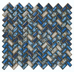 Tango Sapphire Herringbone Porcelain Mosaic Tile-Porcelain Mosaic-American Tile Depot