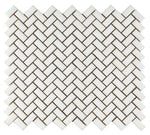 Tango White Glossy Herringbone Porcelain Mosaic Tile-Porcelain Mosaic-American Tile Depot