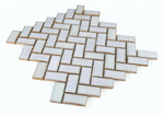 Tango White Large Glossy Herringbone Porcelain Mosaic Tile-Porcelain Mosaic-American Tile Depot