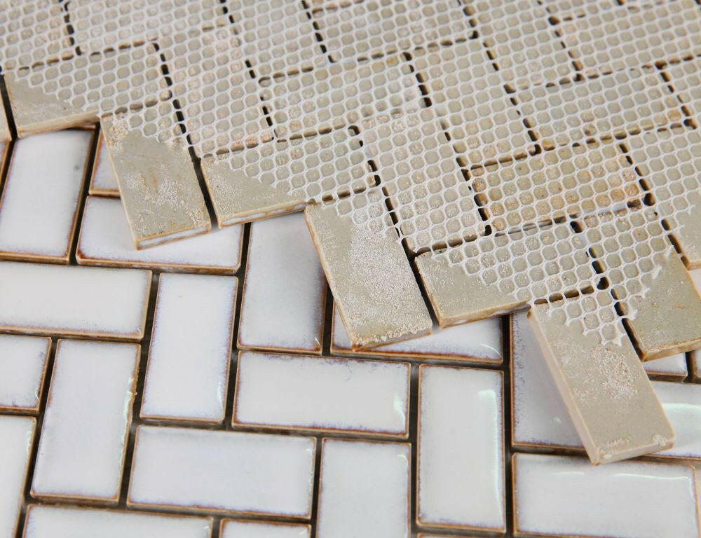 Tango White Large Glossy Herringbone Porcelain Mosaic Tile-Porcelain Mosaic-American Tile Depot