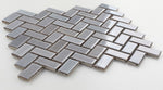 Sample of Tango Grey Glossy Herringbone Porcelain Mosaic Tile-Sample-American Tile Depot