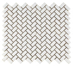 Sample of Tango White Glossy Herringbone Porcelain Mosaic Tile-Sample-American Tile Depot