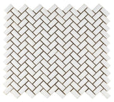 Tango White Glossy Herringbone Porcelain Mosaic Tile