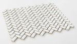 Sample of Tango White Glossy Herringbone Porcelain Mosaic Tile-Sample-American Tile Depot