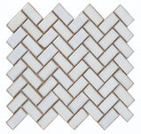 Sample of Tango White Large Glossy Herringbone Porcelain Mosaic Tile-Sample-American Tile Depot