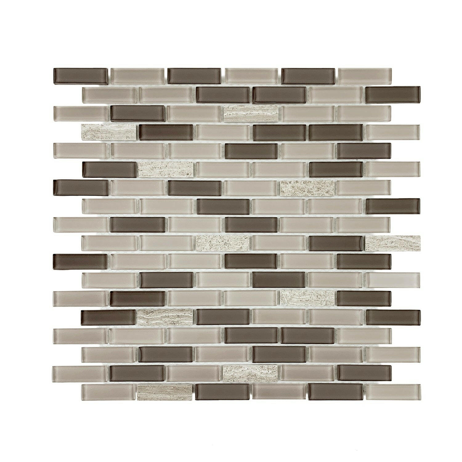 Taupe & Brown Linear Glass Mosaic Tile-Glass Mosaic-American Tile Depot