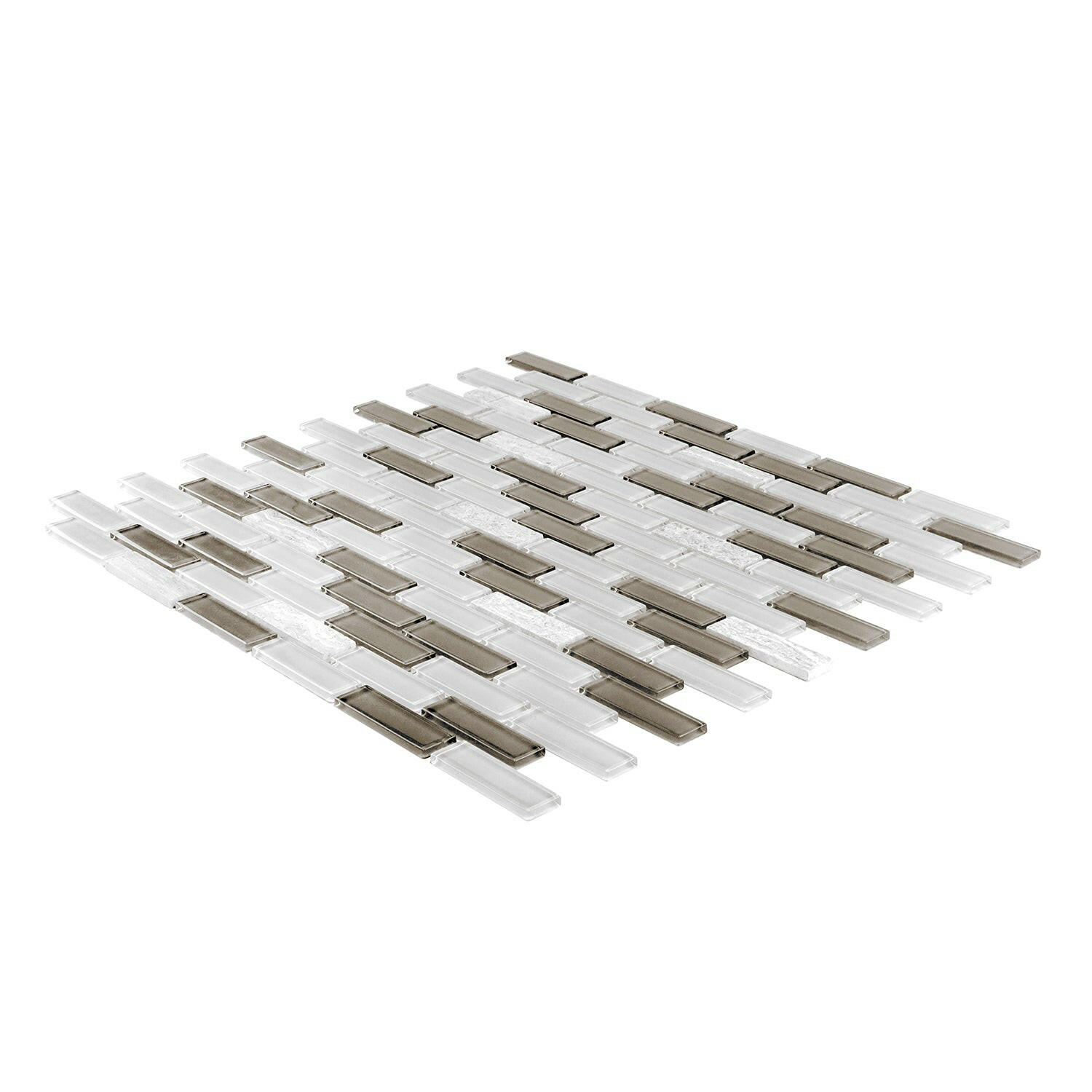 Taupe & White Linear Glass Mosaic Tile-Glass Mosaic-American Tile Depot