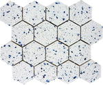 Terrazzo Blue Marble Polished 3" Hexagon Mosaic Tile-Marble Mosaic-American Tile Depot