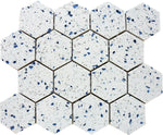 Terrazzo Blue Marble Polished 3" Hexagon Mosaic Tile-Marble Mosaic-American Tile Depot