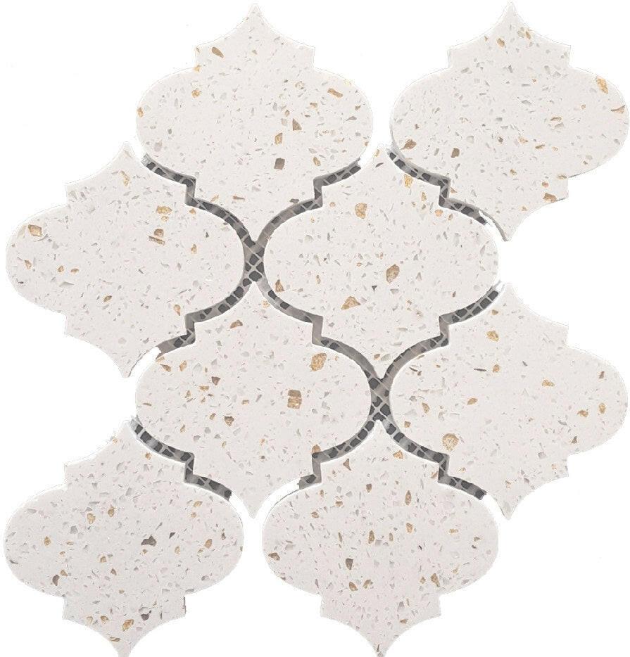 Terrazzo Gold Marble Polished 4" Morocco Mosaic Tile-Marble Mosaic-American Tile Depot