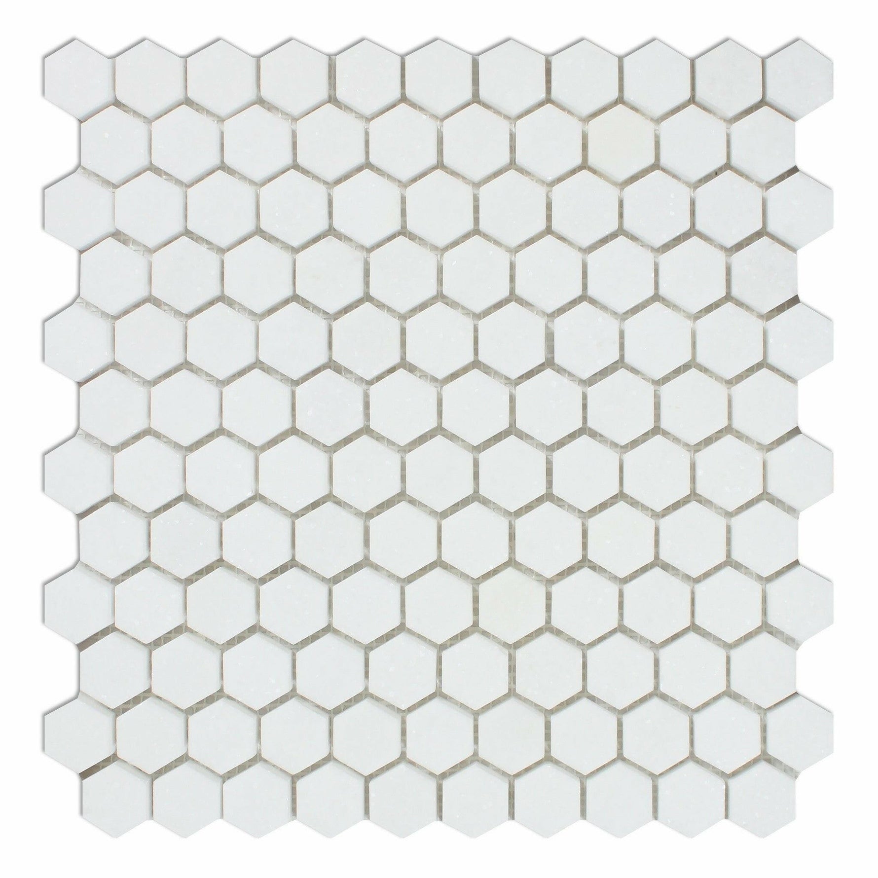 Thassos White Marble Honed 1" Mini Hexagon Mosaic Tile-Marble Mosaic-American Tile Depot