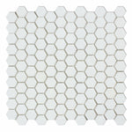 Thassos White Marble Honed 1" Mini Hexagon Mosaic Tile-Marble Mosaic-American Tile Depot