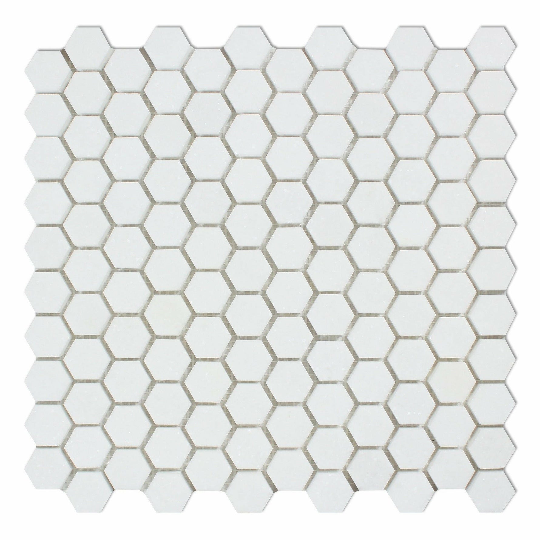 Thassos White Marble Honed 1" Mini Hexagon Mosaic Tile-Marble Mosaic-American Tile Depot