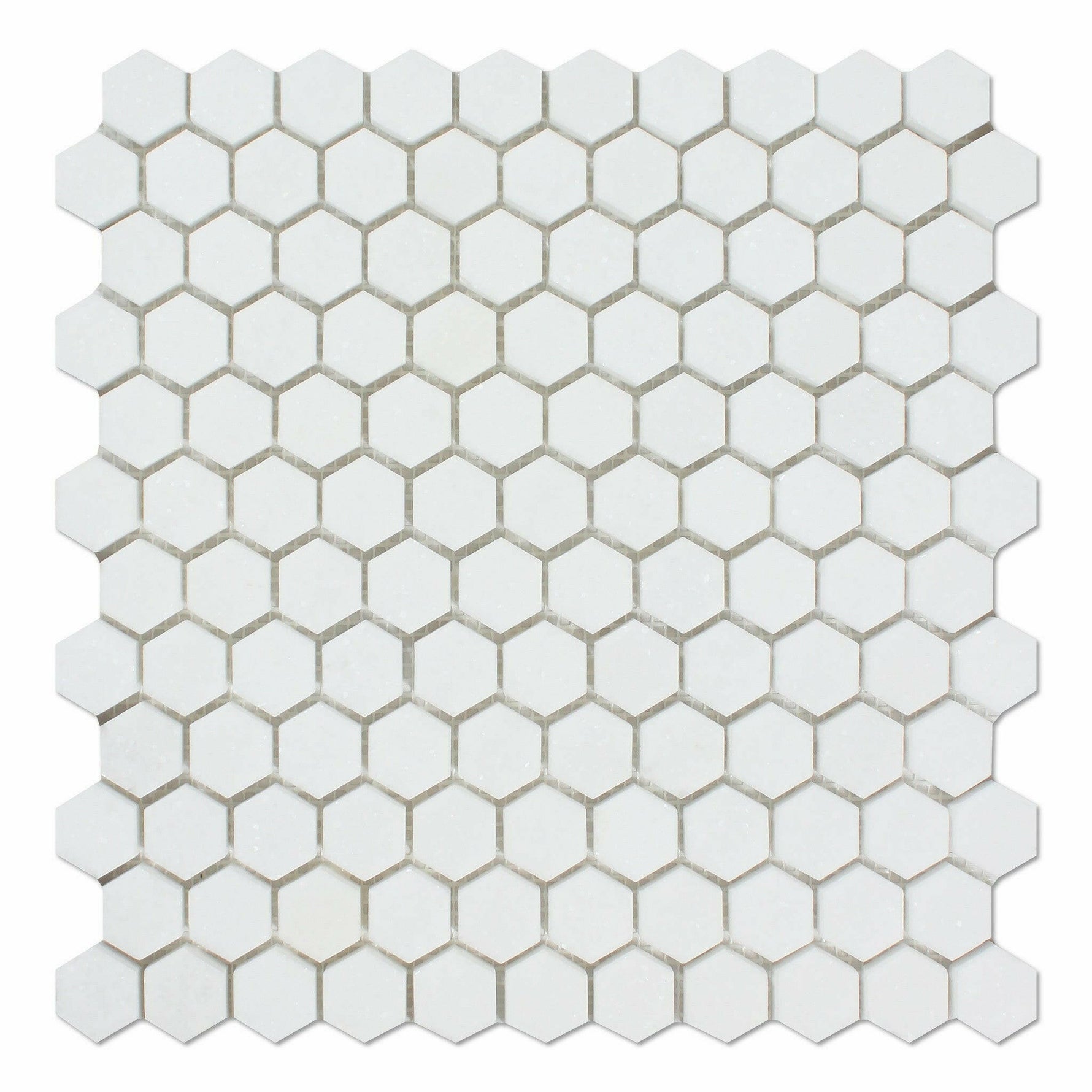 Thassos White Marble Honed 1" Mini Hexagon Mosaic Tile-Marble Mosaic-American Tile Depot