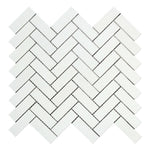 Thassos White Marble Honed 1 x 3 Herringbone Mosaic Tile-Marble Mosaic-American Tile Depot